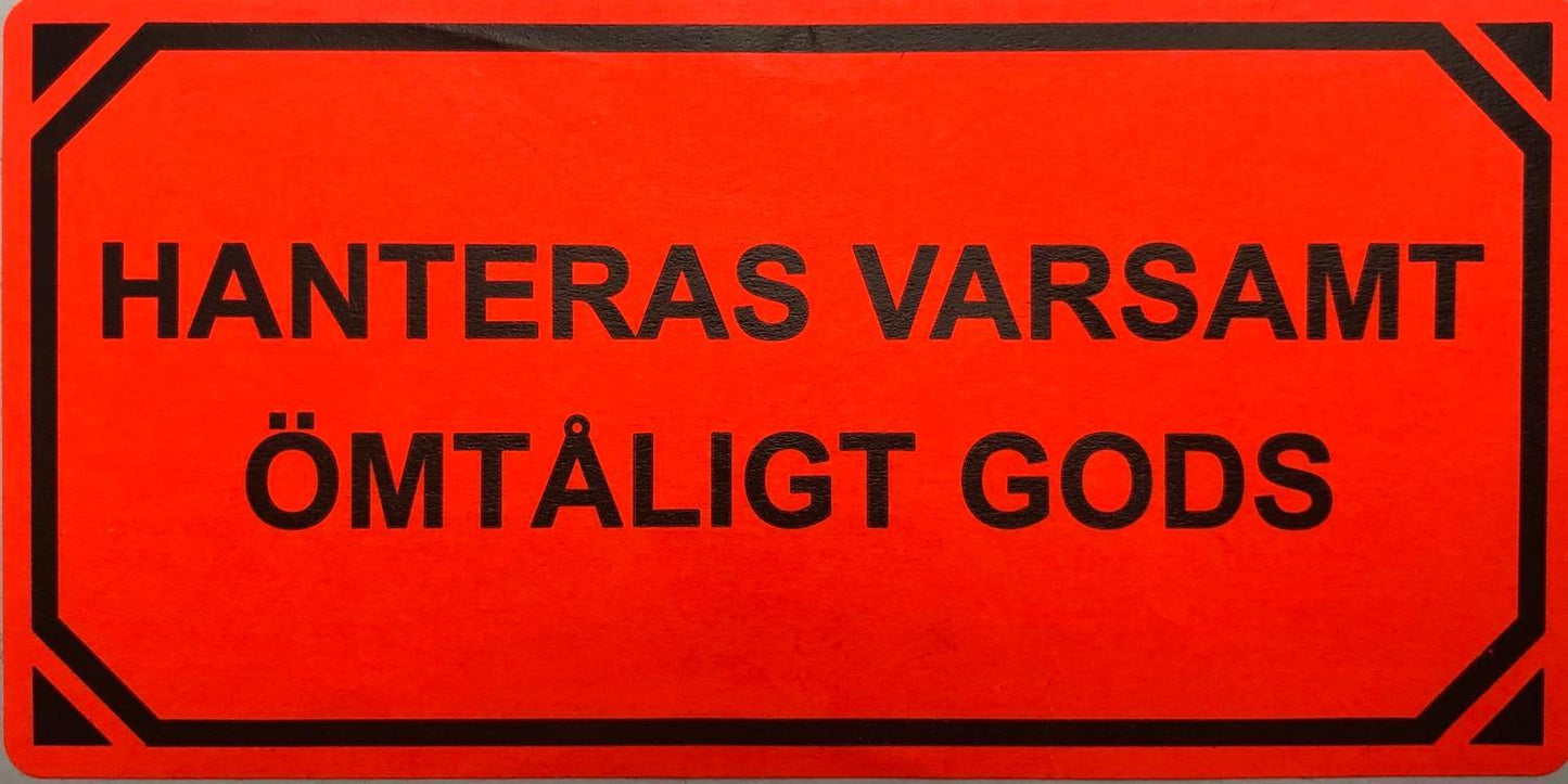 50 st "Hanteras varsamt/Ömtåligt gods"-etiketter, emballageetiketter