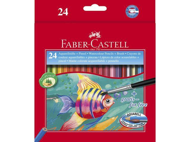 Akvarellpenna Faber-Castell i pappask, 24 färger + 1 pensel/fp