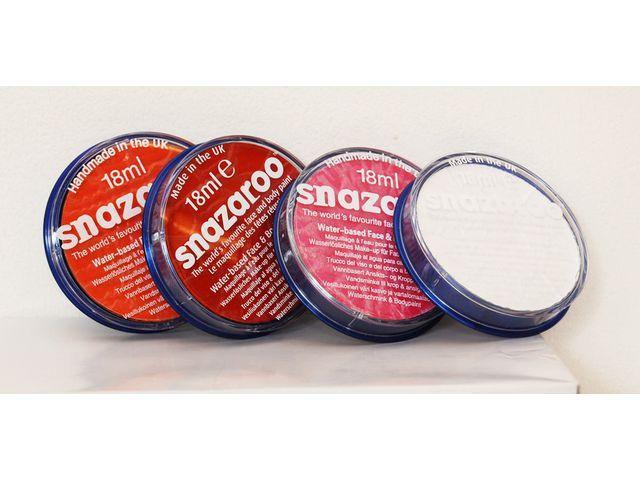 Ansiktsfärg Snazaroo Face Paint, 18ml x 4 färger/fp (orange, klarröd, rosa, vit)