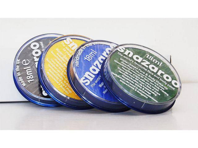 Ansiktsfärg Snazaroo Face Paint, 18ml x 4 färger/fp (svart, klargul, himmelsblå, gräsgrön)