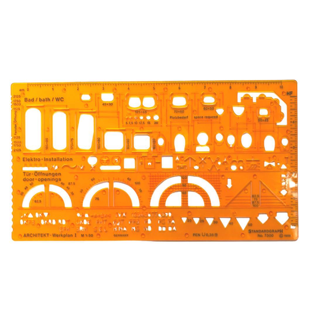 Arkitektmall: Kombinationsmall nr 1, schablon, 1:50 (mall inredning)