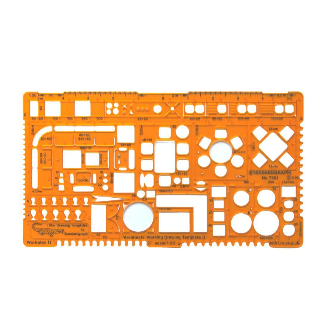 Arkitektmall: Kombinationsmall nr 2, schablon, 1:50 (mall inredning)