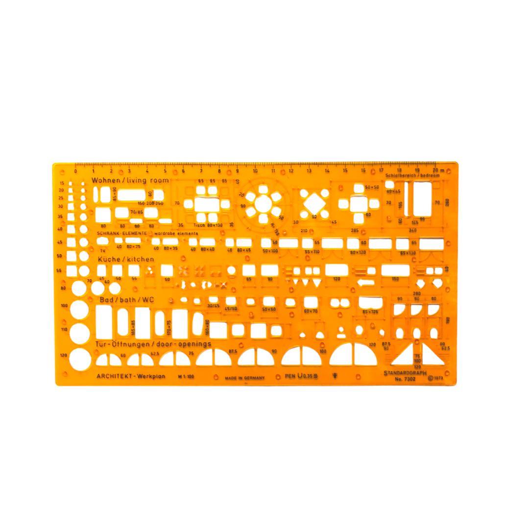 Arkitektmall: Kombinationsmall, schablon, 1:100 (mall inredning)