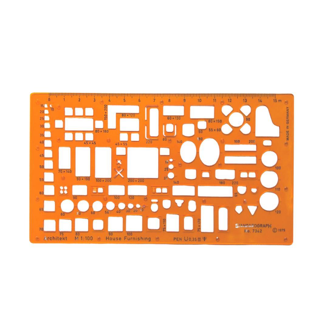 Arkitektmall: Möbelmall, schablon, 1:100 (mall möbler)