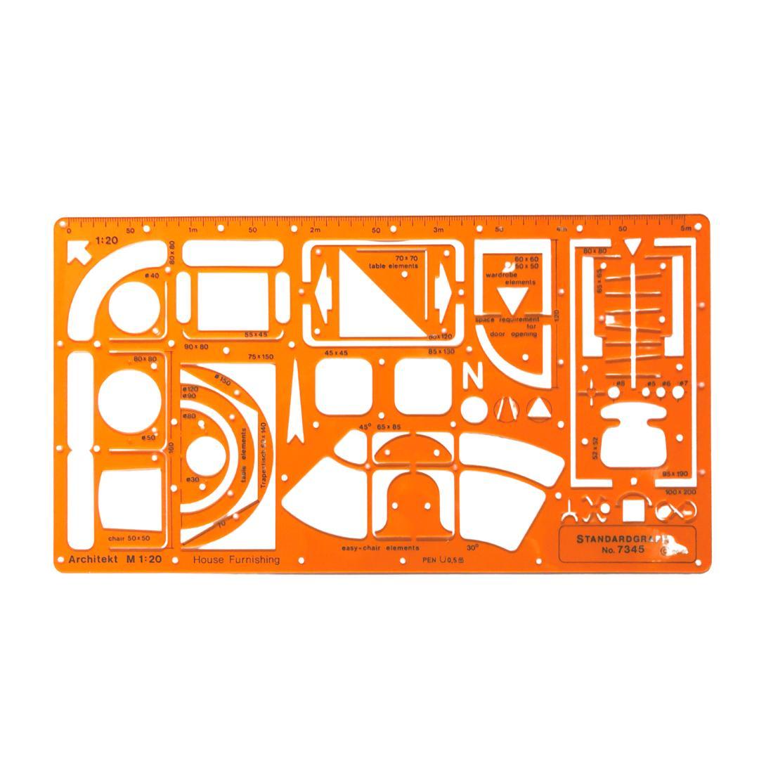 Arkitektmall: Möbelmall, schablon, 1:20 (mall möbler)