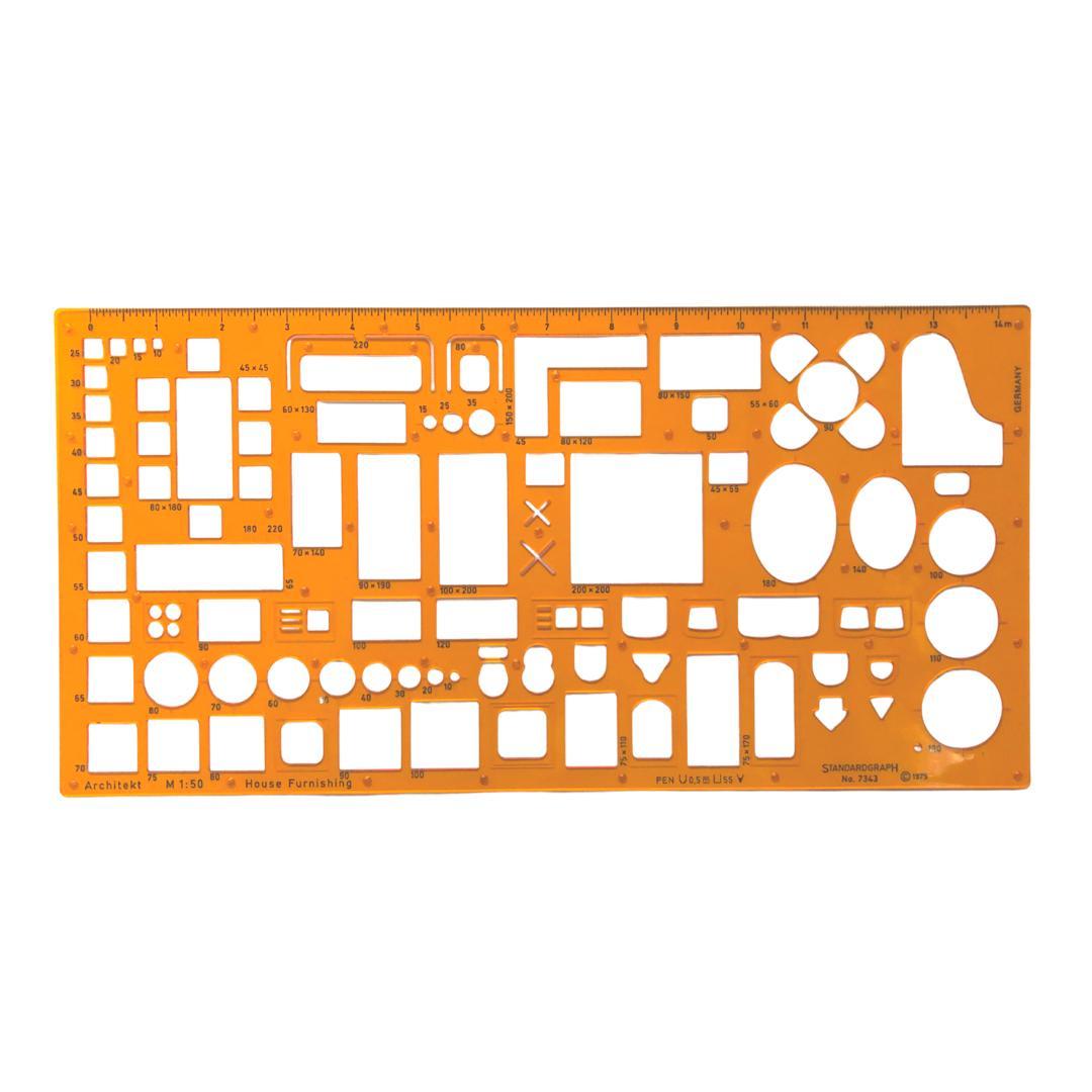 Arkitektmall: Möbelmall, schablon, 1:50 (mall möbler)