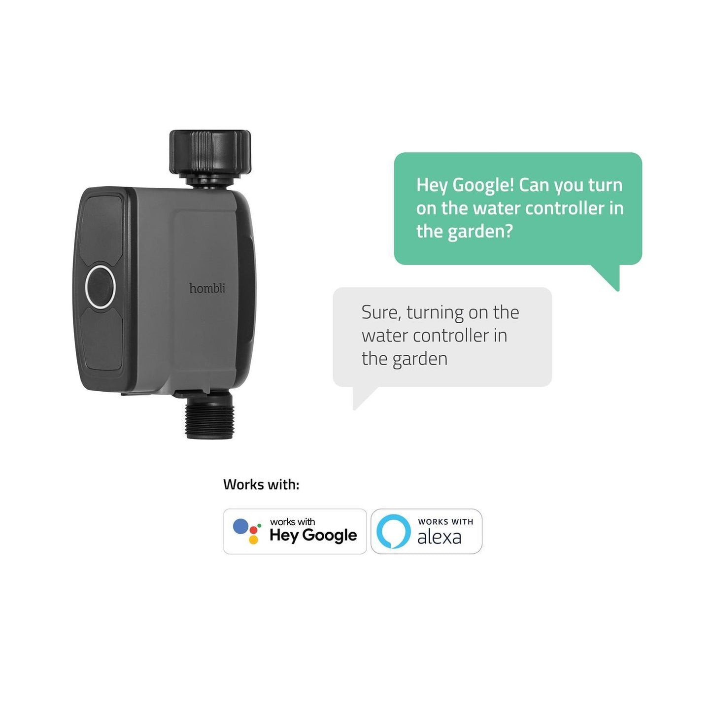 Bevattningskontroll/-styrning, smart vattenkran, utomhusbruk, WiFi, Hombli Smart Outdoor Water Controller, Svart