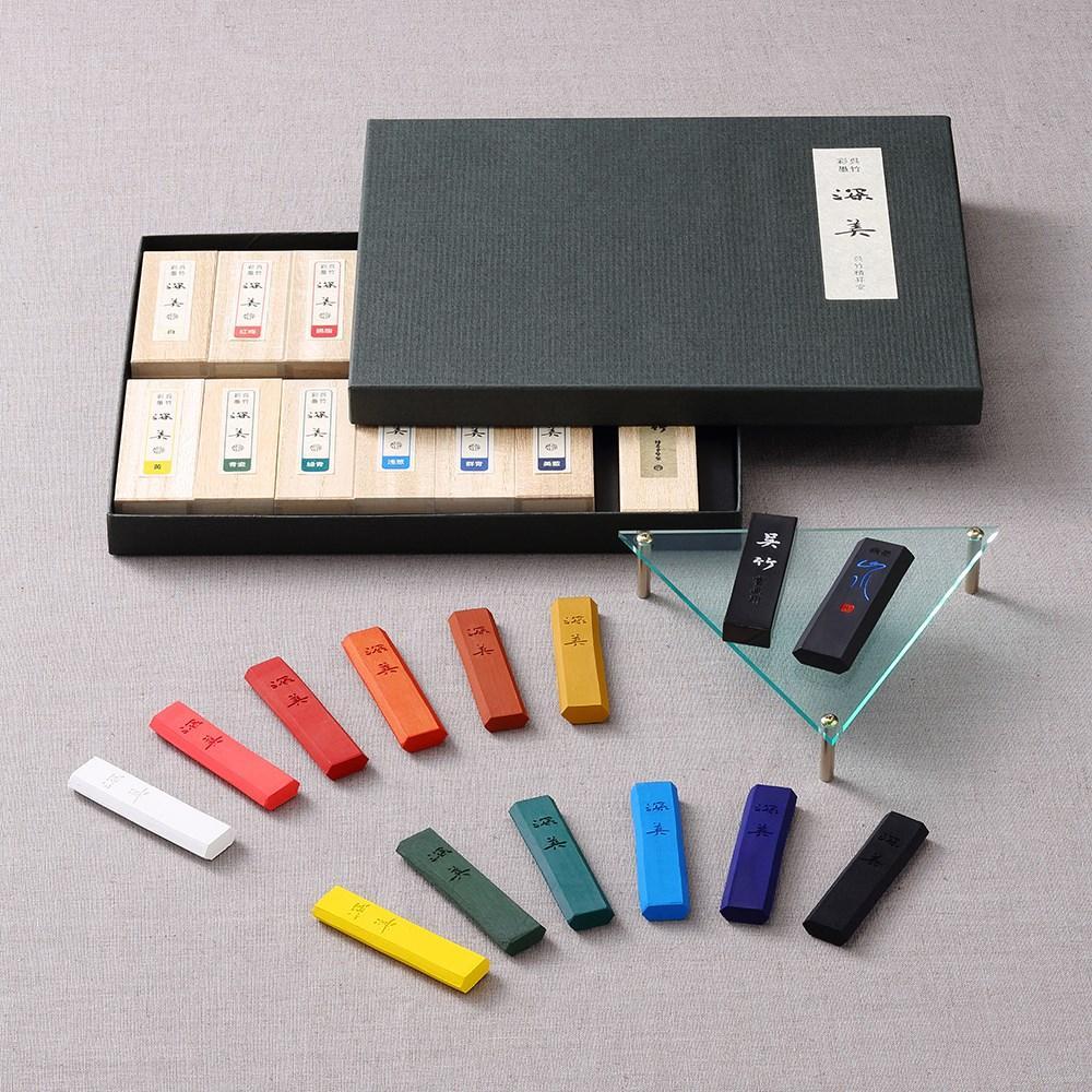 Bläckblock-set Kuretake Saiboku Shimbi 14 Ink stick set, 14 färger