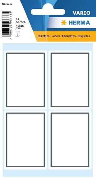 Boketiketter Herma Vario 5713 40x55mm Grå ram, 24/fp