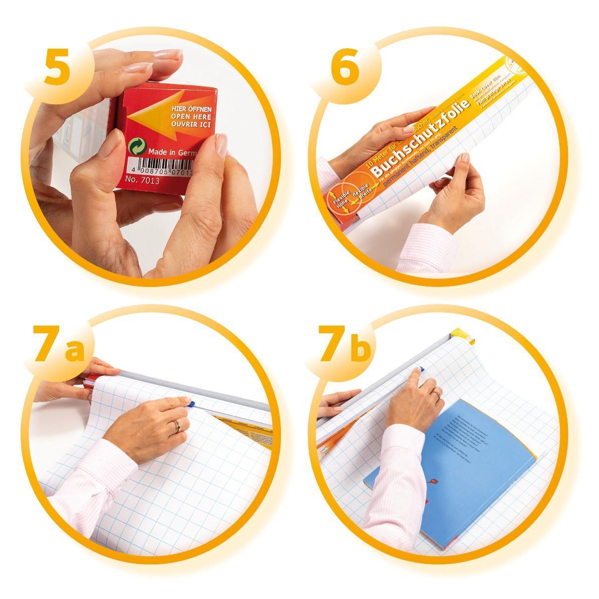 Bokplast/Plastfolie självhäftande, 40cm x 10m, Blankt, i dispenser med inbyggd avrivning