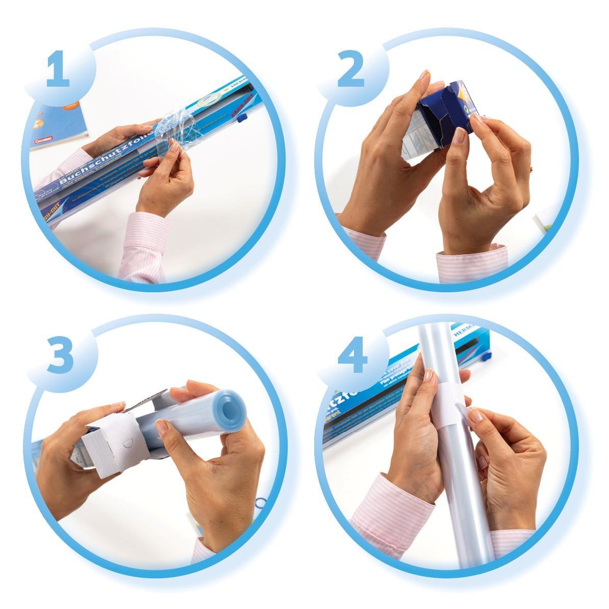 Bokplast/Plastfolie utan häftämne, 40cm x 10m, i dispenser med inbyggd avrivning