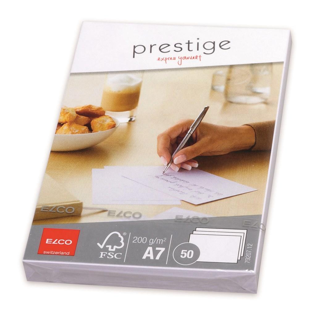 Brevpapper: Elco Prestige Kort (skrivkort) A7, 50 kort/fp
