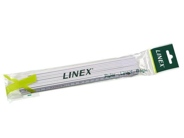 Centimeterstock (ej tum), Linex, i trä, med gradmarkering (vinkel), 2 meter, Vit