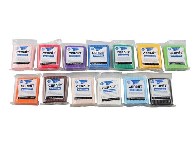 Cernit Number One modellera, Storpack, populära färger, 13 färger x 56 g