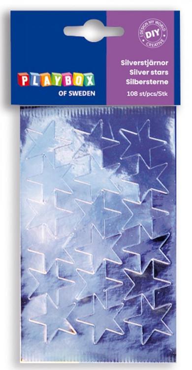 Dekorationsetiketter Silverstjärnor 25mm 108/fp