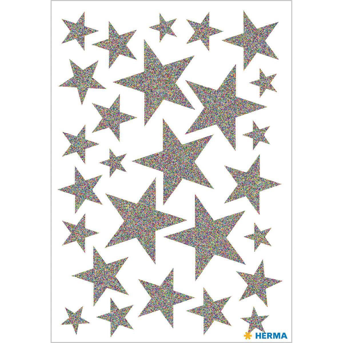Dekorationsetiketter Stickers Herma Magic 15128, Silverstjärnor, Glitter, 27 etiketter/fp