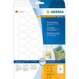 Etiketter Herma Movables 4380 A4 40,6x25,4mm Oval Vit avtagbara/flyttbara, 25 ark/fp (900 st etiketter)