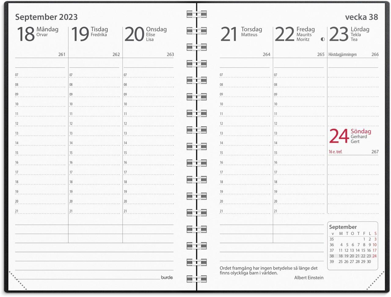 Fickkalender Burde Prestige 3343, 83x127mm, Svart plast