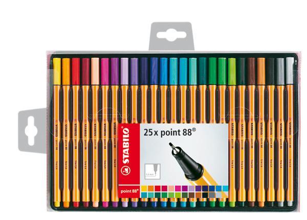 Fineliner Stabilo Point 88, 25 färger/fp