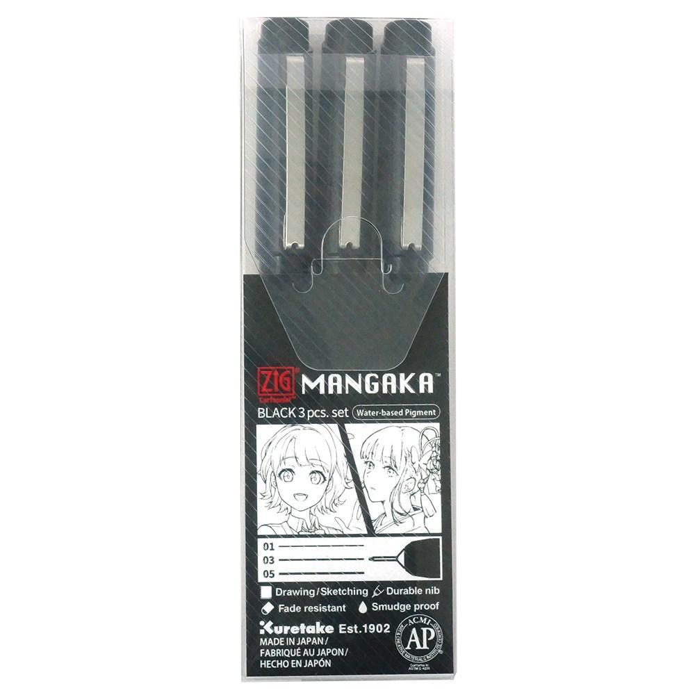 Fineliner Zig Kuretake Mangaka (CNM/3VBK2) 0,1, 0,3 & 0,5mm Svart