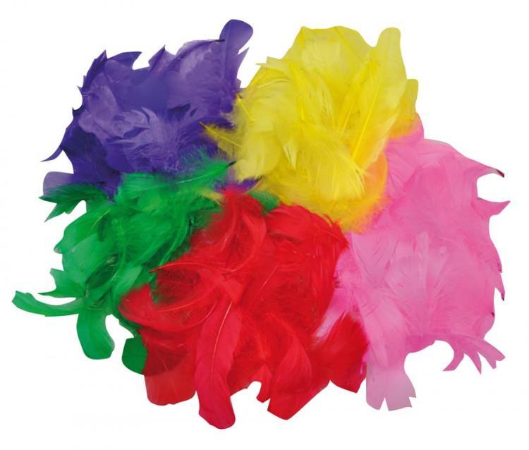 Fjädrar, blandade färger, 200/fp (för påskpynt mm)