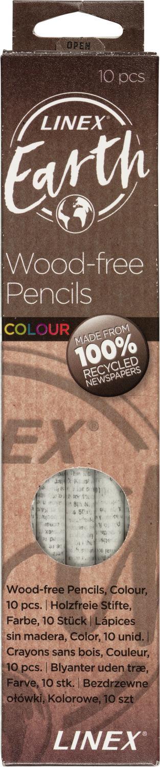 Färgblyertspenna Linex Earth Colour, av 100% återvunna tidningar, 10 färger/fp