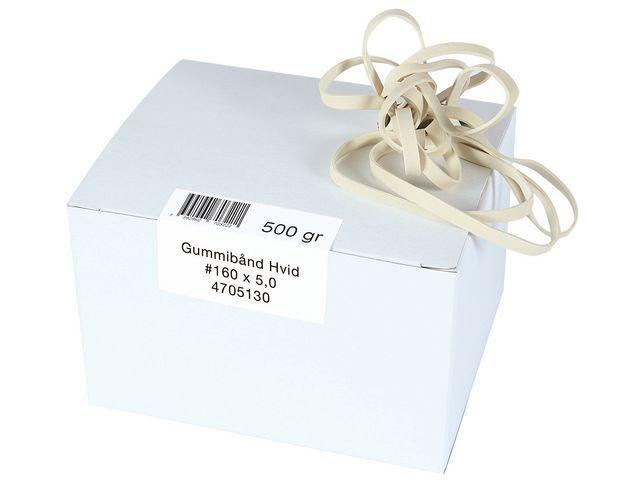 Gummiband, Vit, 160 x 5,0mm 500g/fp