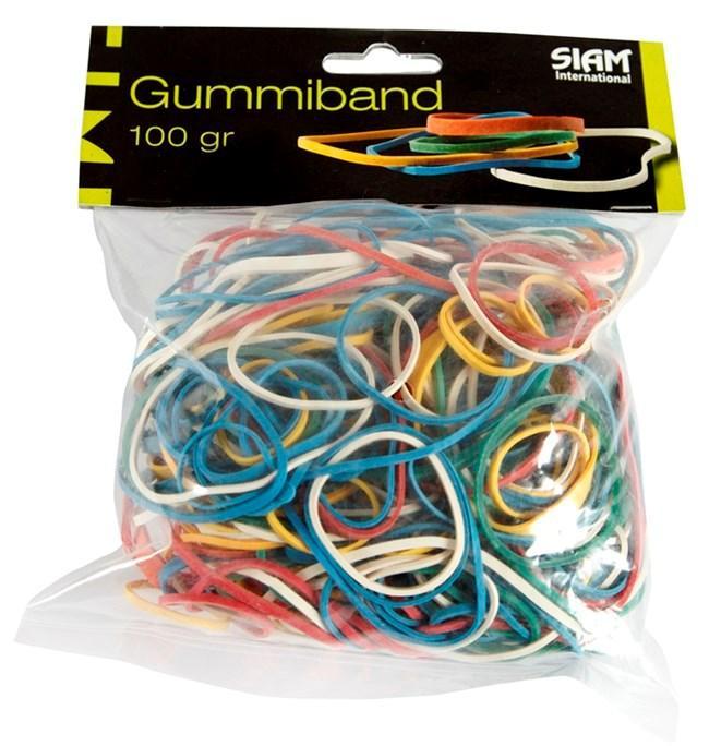 Gummiband, blandade färger & storlekar, 100 gram/fp (ca 250 st gummiband)