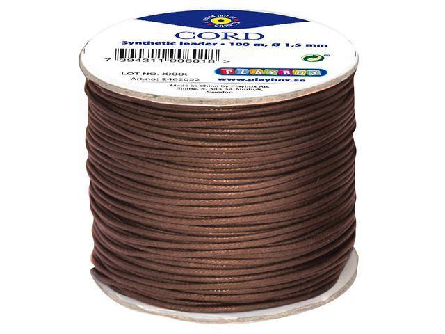 Halsbandssnodd/Snöre, Syntetiskt läder (konstläder), 1,5 mm, 100 meter, Brun