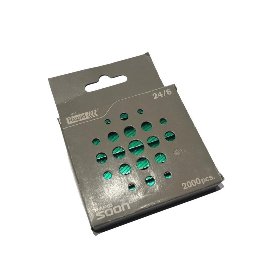 Häftklammer Rapid Soon 24/6, färgade, Grön, 2000 klamrar/ask