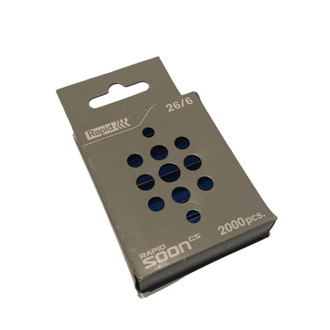 Häftklammer Rapid Soon 26/6, färgade, Blå, 2000 klamrar/ask