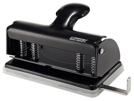 Hålslag Rapid Servo+ Plus, Svensk standard-hålning (triohålning), metall, 10 ark, Svart (Black Magic)