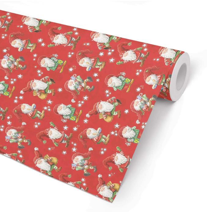 Julpapper/Julklappspapper 57cm x 154m, 80g, Hampus (jultomte med julklappar), 7 kg, 154 m/rulle