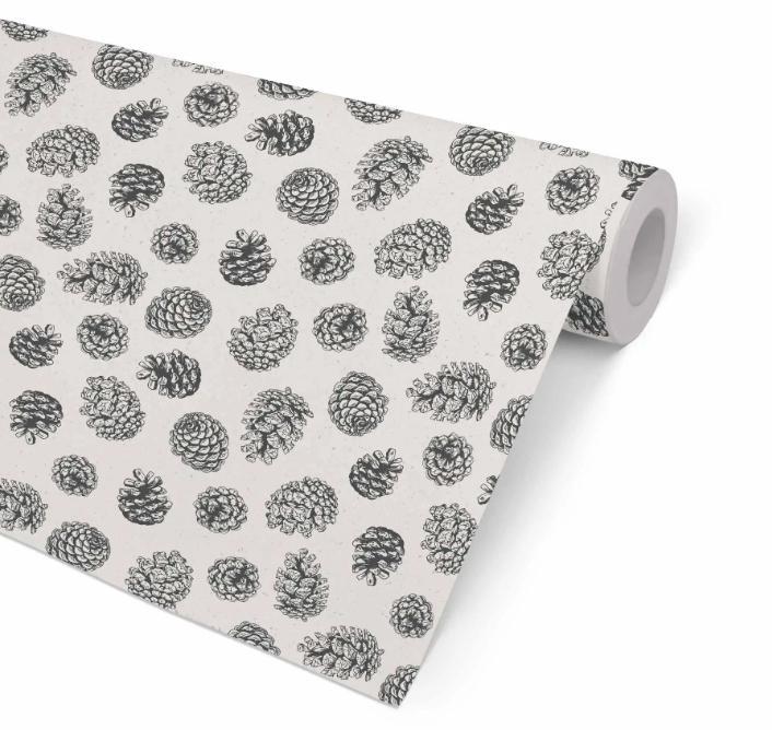 Julpapper/Julklappspapper 57cm x 154m, 80g, Kongle Charcoal (kottar), 7 kg, 154 m/rulle