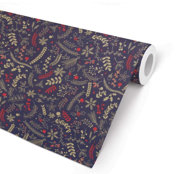 Julpapper/Julklappspapper 57cm x 154m, 80g, Lina Mörkblå (julmotiv), 7 kg, 154 m/rulle