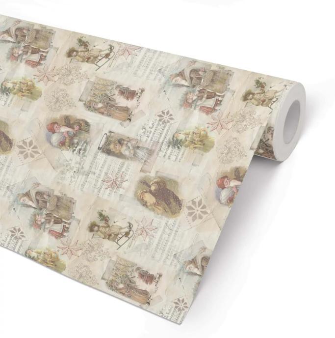 Julpapper/Julklappspapper 57cm x 154m, 80g, Silent night (jultomte och barn), 7 kg, 154 m/rulle