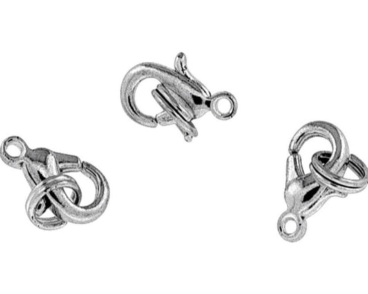 Karbinhakar/Karbinlås/Klolås (smyckeslås) med ring, 10mm Silverfärgade 10/fp