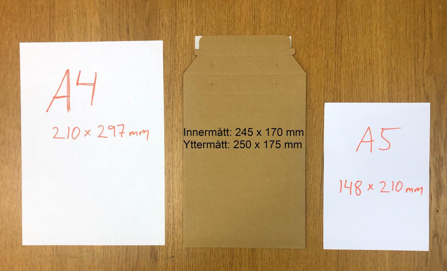 Kartongkuvert/Pappkuvert A5, 245x170mm (passar A5-format), Brun 10/fp