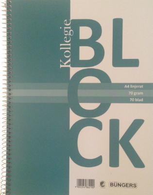Kollegieblock A4, 70 blad linjerat 1/fp