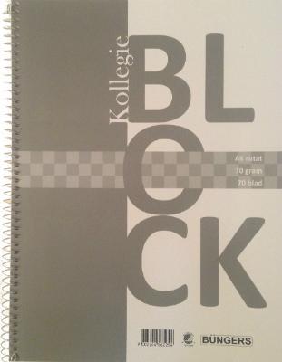 Kollegieblock A5, 70 blad rutat 3/fp