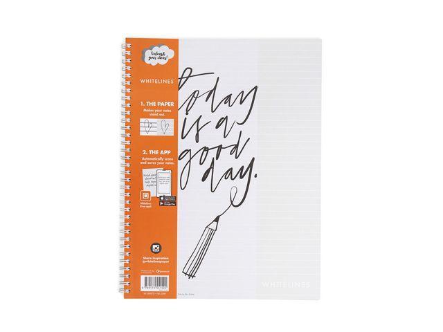 Kollegieblock Whitelines Link, A4, 60 blad, grått papper, vita stödlinjer, Linjerat 1/fp