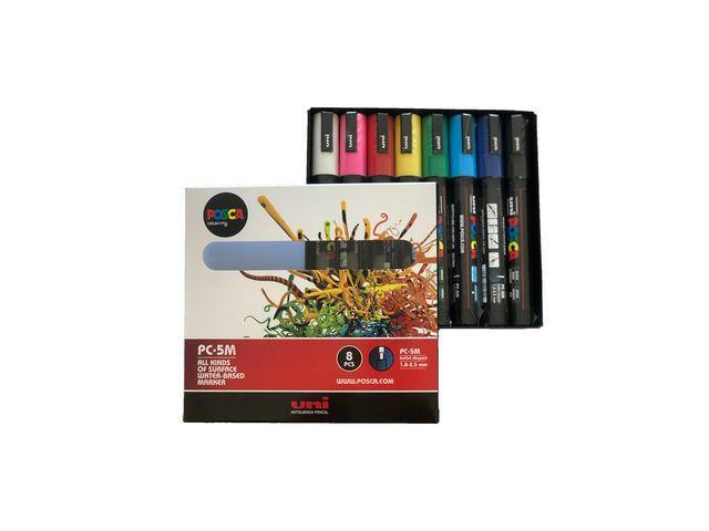 Lackfärgpenna Uni Posca PC-5M 1,8-2,5mm, 8 färger/fp