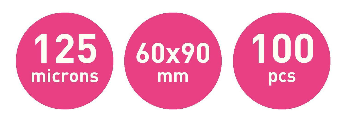 Laminat/Lamineringsficka Leitz 60x90mm, visitkortformat, 125micron 100/fp