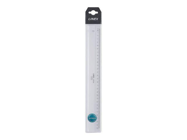 Linjal Linex A1530M 30cm, Glasklar akryl, 1/fp