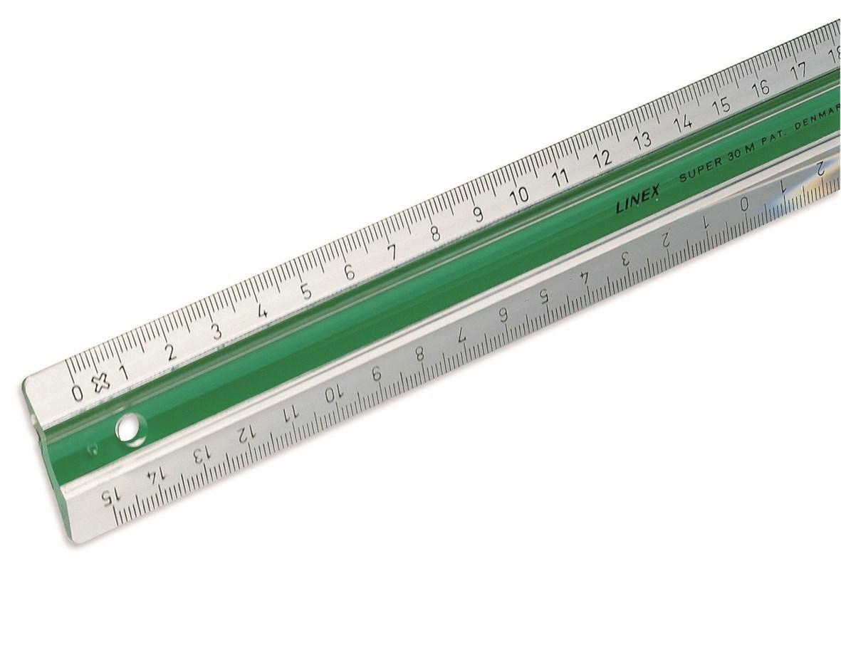 Linjal Linex-S20MM superlinjal, dubbel, antiglid, plast, 20cm cm/mm-gradering, Grön/Transparent 1/fp
