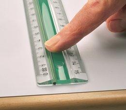 Linjal Linex-S20MM superlinjal, dubbel, antiglid, plast, 20cm cm/mm-gradering, Grön/Transparent 1/fp