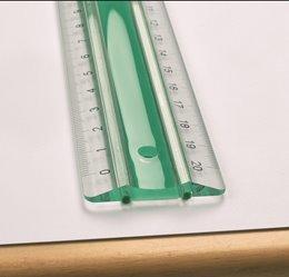 Linjal Linex-S20MM superlinjal, dubbel, antiglid, plast, 20cm cm/mm-gradering, Grön/Transparent 1/fp