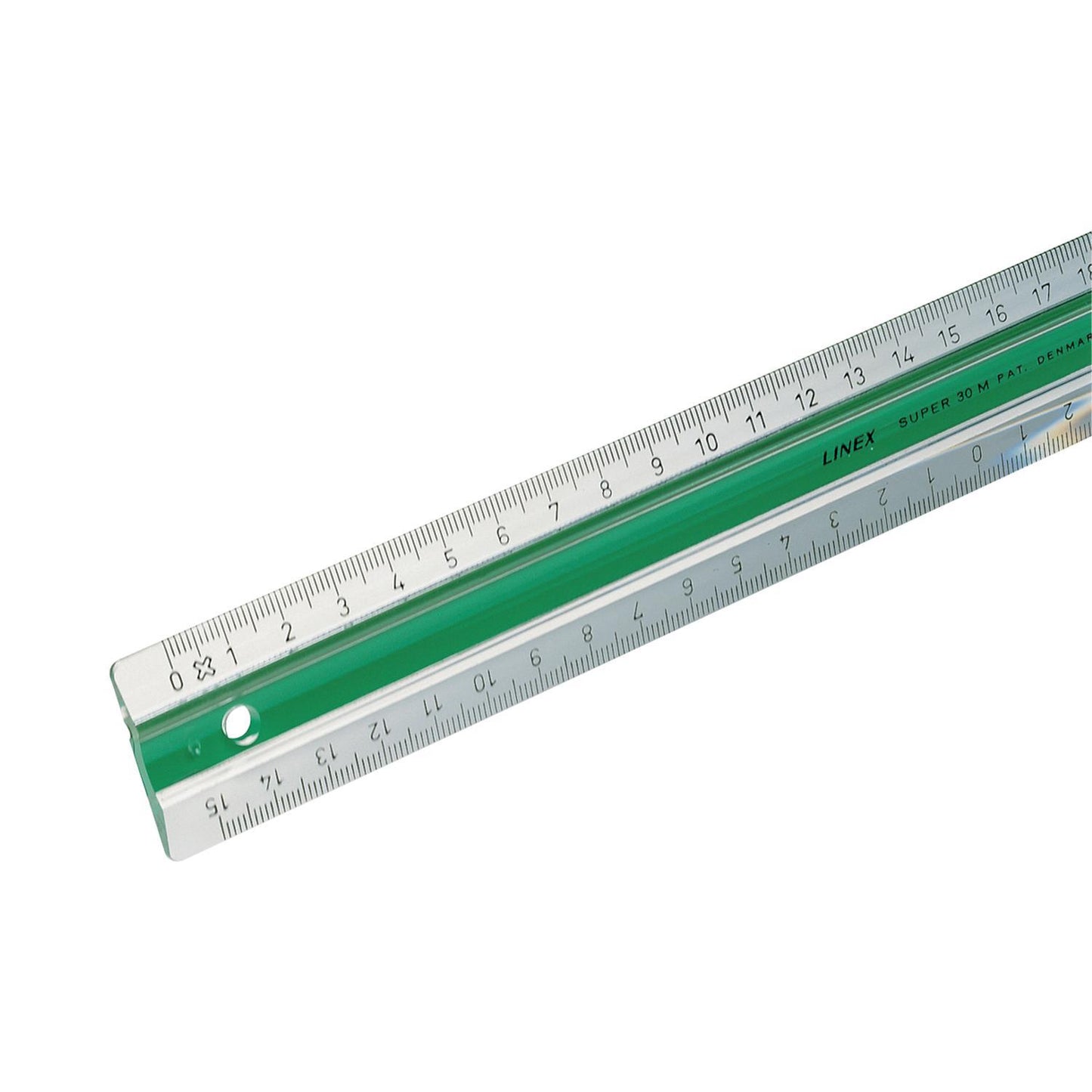 Linjal Linex-S20MM superlinjal, dubbel, antiglid, plast, 20cm cm/mm-gradering, Grön/Transparent 1/fp