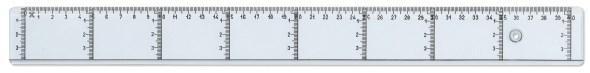 Linjal, tvärgraderad, plast, 40cm cm/mm-gradering, Klar/Transparent 1/fp