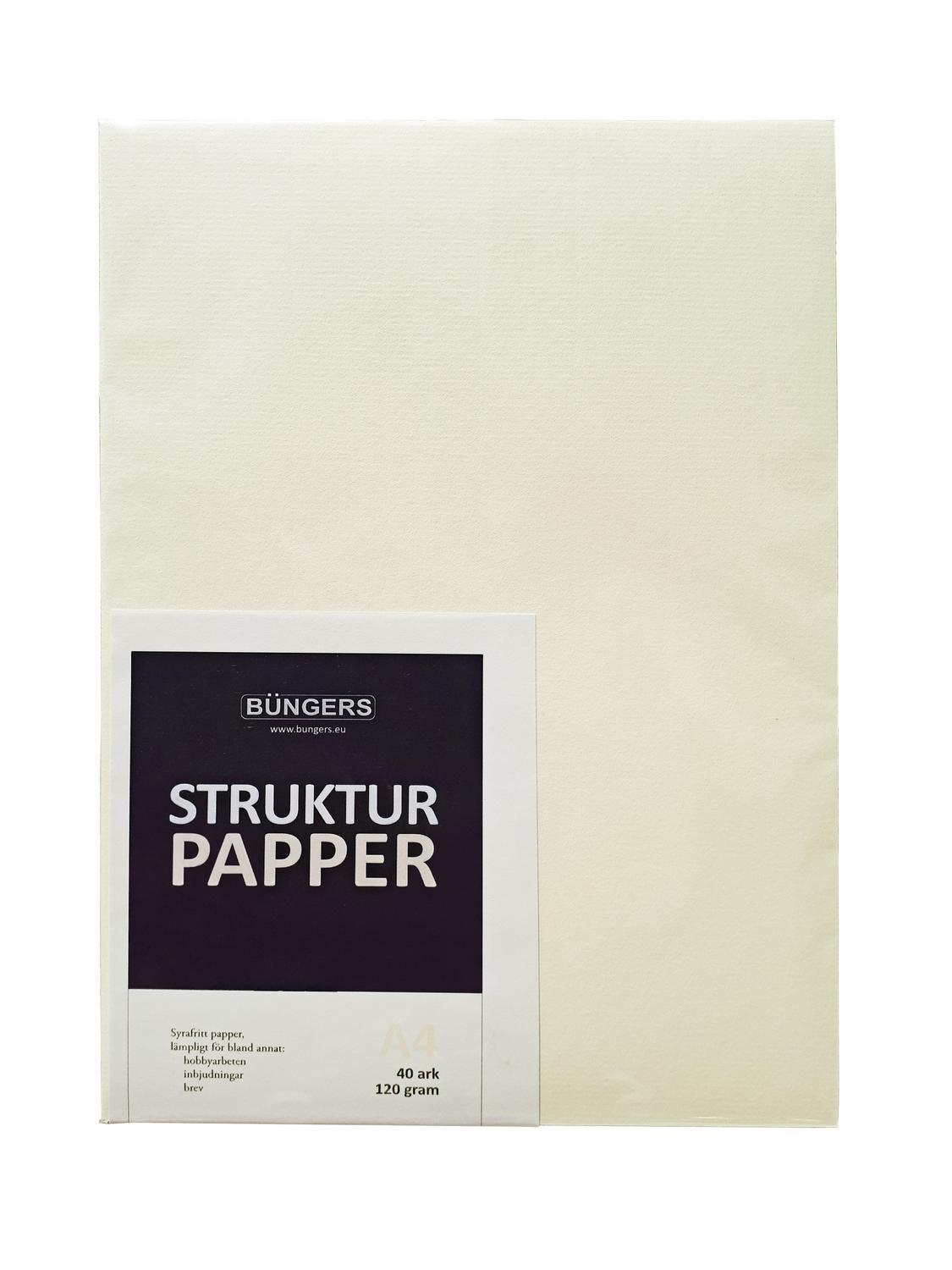 Linnepapper (Strukturpapper) A4 Vanilj 120 gram, syrafritt, 40 ark/fp